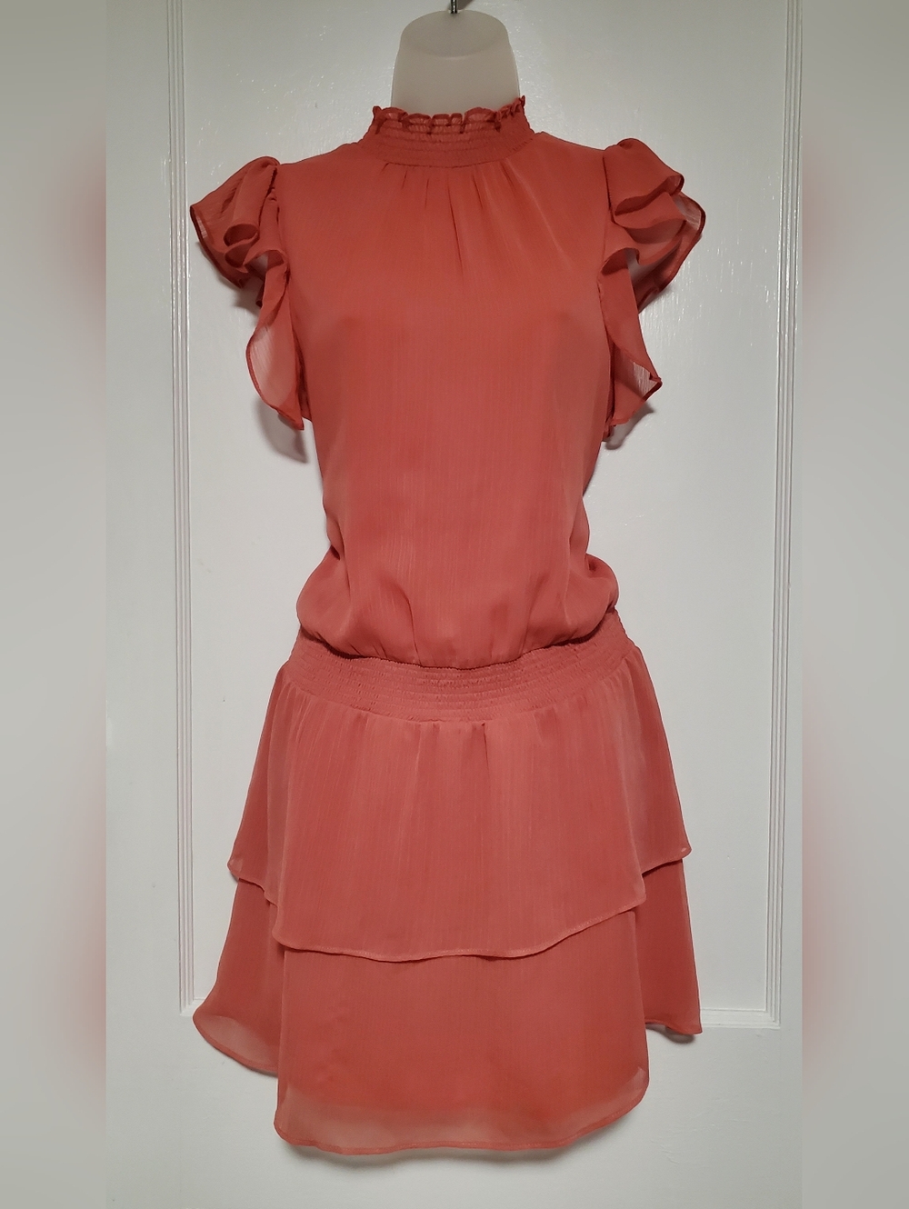 🆕️ Express Coral Ruffle Tiered Dress, sz M